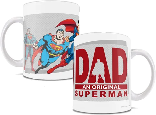 Trend Setters Superman – Dad – Con licencia oficial – Taza de cerámica blanca de 11 onzas – perfecta para regalar o coleccionar WMUG795
