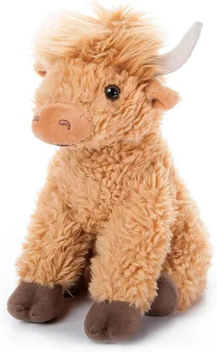 The Petting Zoo Highland Cow Peluche de peluche, regalos para niños, animales salvajes de la vida silvestre, vaca rubia, 12 pulgadas