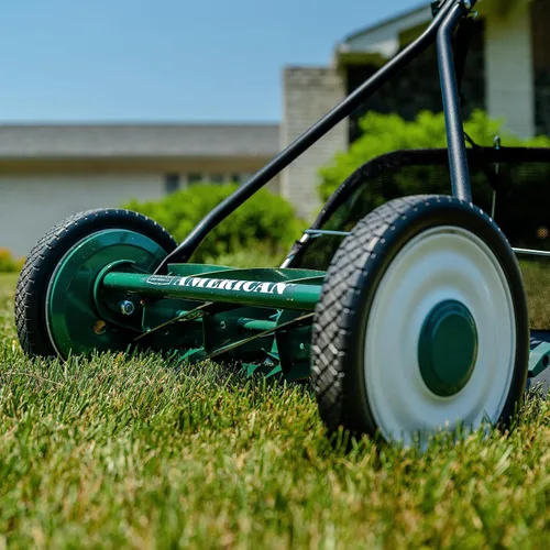 Miniatura 101 de American Lawn Mower Company 1204-14 Cortacésped de carrete de empuje de 4 hojas de 14 pulgadas, color rojo