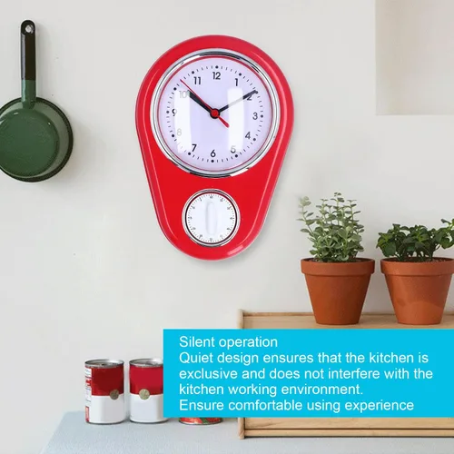 Miniatura 4 de Reloj de pared de 9 pulgadas, temporizador de cocina visual, temporizador de cuenta regresiva visual de 60 minutos, funcionamiento silencioso, fácil