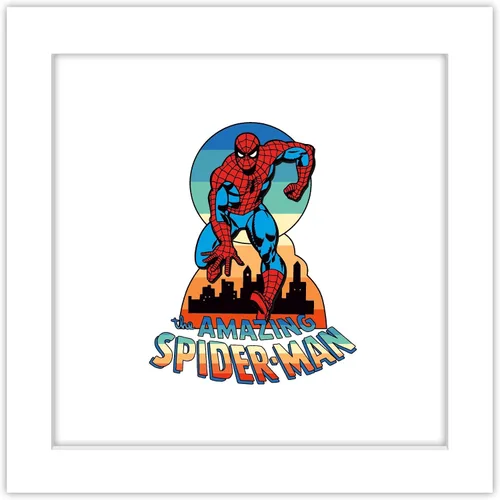 Miniatura 10 de Trends International Gallery Pops Marvel Spider-Man - Arte de pared retro con foco corriendo la ciudad, 12 x 12 pulgadas, arte de pared de Gallery