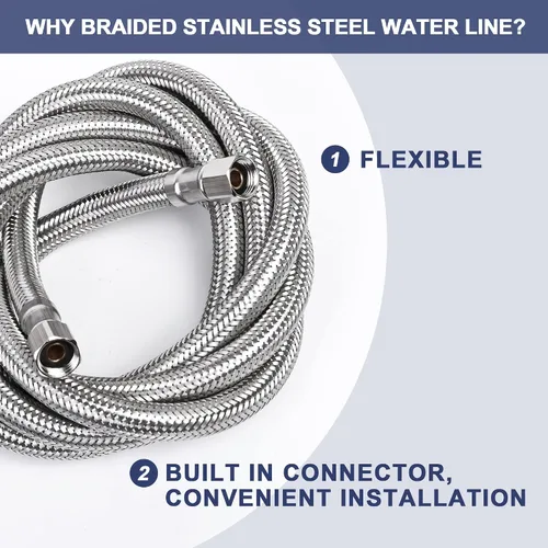 Miniatura 4 de Manguera de suministro de agua trenzada de acero inoxidable prémium con tubo interior PEX - Conexión universal de 1/4 pulgadas (6 pies)