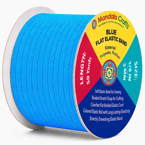 Miniatura 212 de Mandala Crafts - Rollo de cordón elástico plano para costura y manualidades Blanco