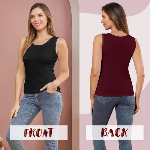 Miniatura 6 de 3 piezas de camisetas térmicas sin mangas para mujer, ropa interior de forro polar, suave, sin mangas, chaleco de capa base cálida