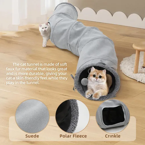 Miniatura 4 de Túnel para gatos, juguete para gatos de interior, juguete para gatos con pista de rodillos, tubo de juego plegable en forma de S, casa laberinto