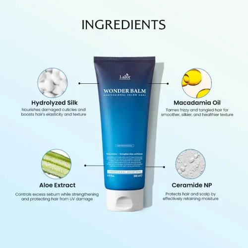 Miniatura 6 de LA'DOR Wonder Balm 6.8 fl oz Tratamiento Capilar Acondicionador Hidratante Proteína Seda Nutre Intensamente los Rizos con Sustancias Irreemplazables