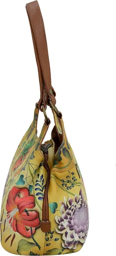 Miniatura 3 de Anuschka Hobo grande de cuero genuino con triple compartimento para mujer, exterior pintado a mano