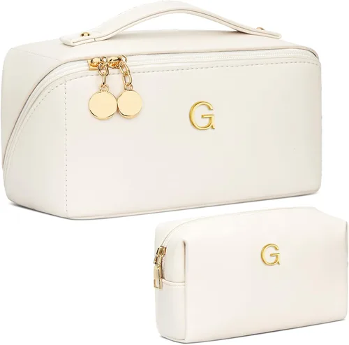 Miniatura 34 de Regalos de cumpleaños para mujeres y adolescentes, juego de bolsas organizadoras de maquillaje con iniciales personalizadas, bolsa de cosméticos