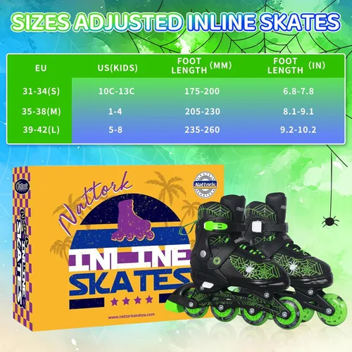 Miniatura 7 de Nattork Patines en línea ajustables para niños con ruedas de poliuretano flash, divertidos patines en línea con ruedas iluminadas, para edades de 4