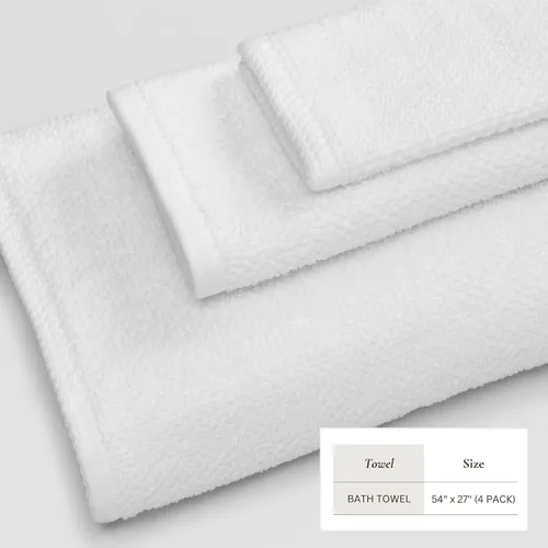 Miniatura 4 de Great Bay Home - Juego de 4 toallas de baño de 54x27, 100% algodón - Toallas absorbentes, de secado rápido y duraderas para decoración del baño