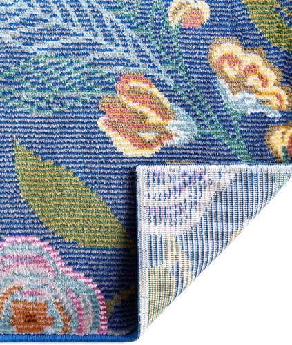 Miniatura 7 de Unique Loom Blossom Collection Ashley - Alfombra de área (2 x 8 pies, color azul/oliva)