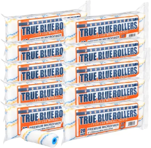 True Blue - Cubiertas de rodillo de pintura profesional de 4 pulgadas, 4 pulgadas, lo mejor para todo tipo de superficies de pintura, paquete de