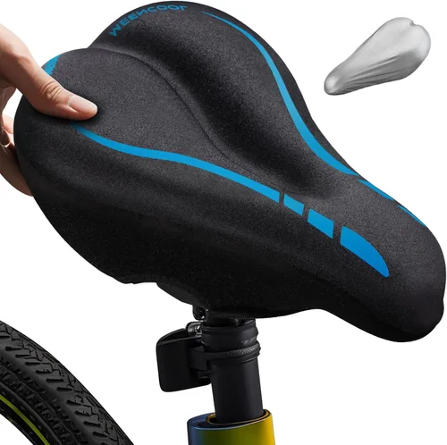 MEENCOOL Bike Seat Cushion - Gel Padded Bike Seat Cover for Men Women Comfort, Adjustable Velcro Secure Bicycle Seat Cushion Compatible with Azul