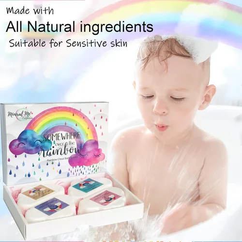 Miniatura 4 de Bombas de baño para niños, bombas de baño mágicas naturales y orgánicas con manteca de karité hidratante y aceites naturales, 4 bombas de baño