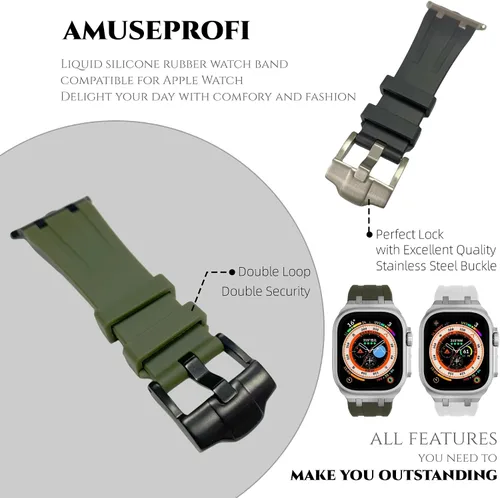 Miniatura 5 de Apple Watch Band para iWatch Ultra Series, correa de reloj de silicona para hombres, diseño fresco, compatible con Apple Watch de 1.929 in, 1.772