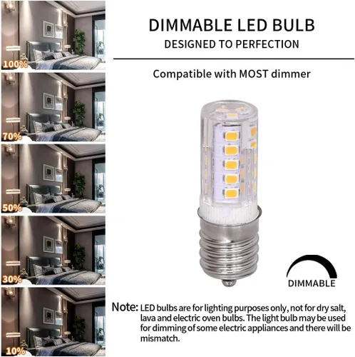 Miniatura 4 de Nobranded Bombilla LED E17, equivalente a bombilla halógena de 40 W, regulable, bombilla para microondas y máquina de fumar, AC110-130V 4W blanco