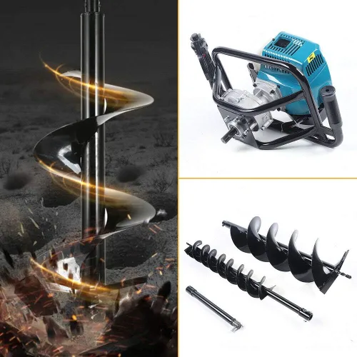 Miniatura 2 de Taladro de tierra de 52 cc de 2 tiempos para perforaciones de poste a gas + brocas de 4 pulgadas, 8 pulgadas y barra de extensión, excavadora