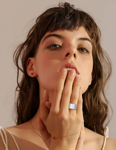 Miniatura 3 de RLMOON Anillos de banda ancha chapados en oro o plata de 18 quilates de 0.472 pulgadas, anillo de pulgar para mujeres y hombres, grueso, simple
