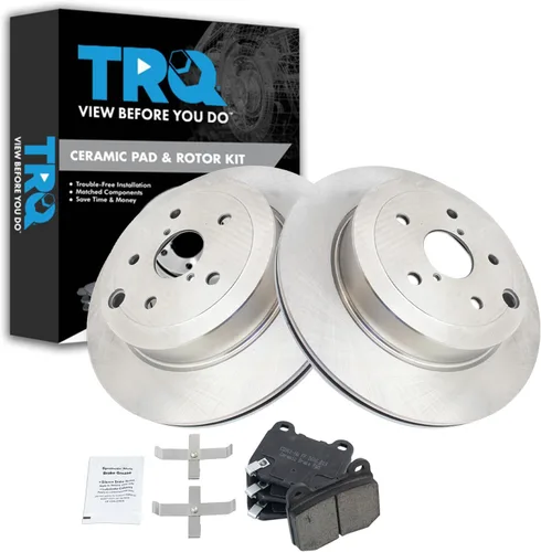 Miniatura 91 de TRQ Kit de rotor de freno trasero y pastillas de cerámica Posi premium compatible con camioneta Chevy GMC