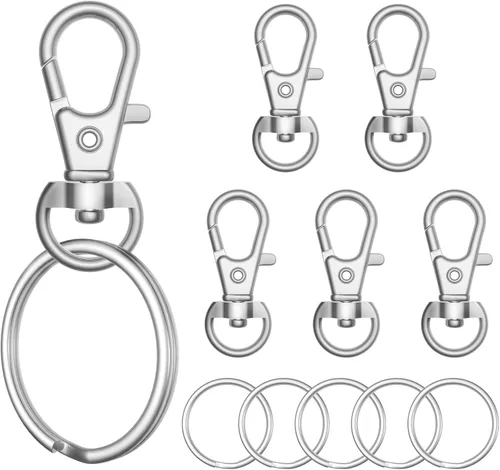 sprookber 100 piezas de cierre de pinza de langosta de metal con llavero, llaveros para manualidades, joyería para llaves, manualidades, clips de