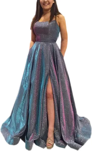 Vestidos largos, acampanados y con bolsillos para baile de graduación, vestido formal de fiesta, de noche y de baile con aberturas laterales, con