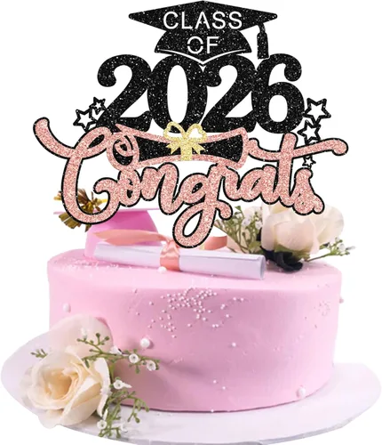 Miniatura 32 de 1 pieza de decoración de pastel de graduación 2023 con purpurina de felicitaciones 2023 para pastel de graduación 2023 temática de graduación