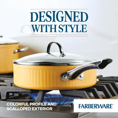 Miniatura 6 de Farberware Style - Sartén antiadherente con tapa, apta para lavavajillas, 3 cuartos de galón, color amarillo