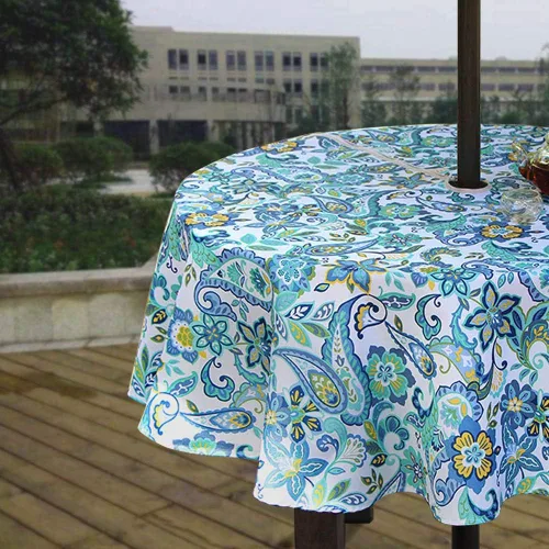 Miniatura 9 de Melaluxe - Mantel impermeable resistente a las manchas para exteriores con agujero para sombrillas y cremallera