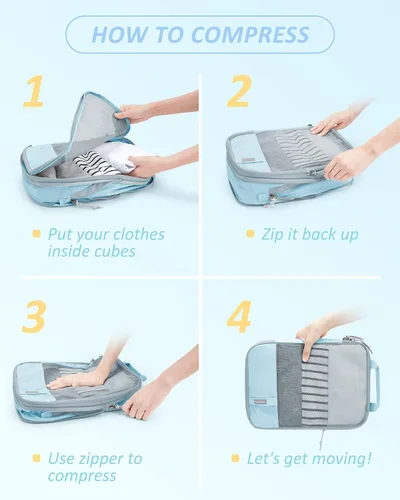 Miniatura 2 de Compression Packing Cubes for Suitcases, BAGSMART 6 Set4 Set2 Set Travel Organizer Cubes for Travel Essentials, Expandable Luggage Suitcase