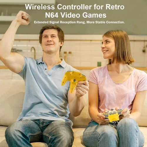 Miniatura 7 de KIWITATA Controlador inalámbrico para consola original N64, 2.4 GHZ recargable retro N64 sistema remoto joystick inalámbrico controlador gamepad