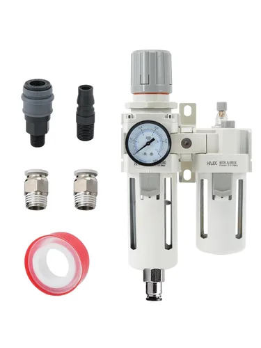 Regulador de filtro de aire comprimido PT de 1/2 pulgada Lubricador Combo Separador de trampa de agua/aceite Regulador de presión Filtro de aire