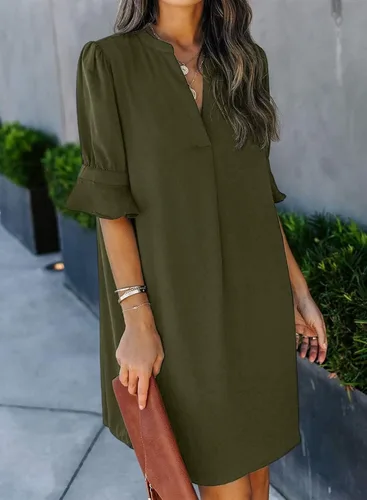Miniatura 3 de ANFTFH Vestidos largos para mujer, vestidos casuales sin mangas con cuello en V para mujer