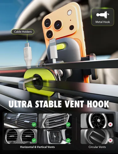 Miniatura 8 de Bracketron OneClick - Soporte para teléfono y cargador de automóvil de perfil bajo, soporte universal para automóvil, diseño inteligente de rotación