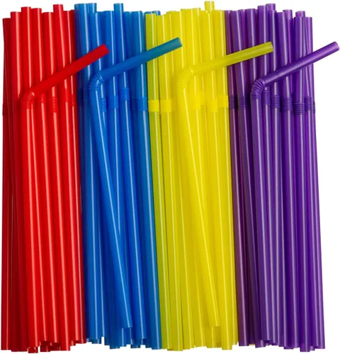 Miniatura 10 de Comfy Package [500 unidades] Pajitas de plástico flexibles - Palitos desechables - 7.75 pulgadas de alto - Colores surtidos