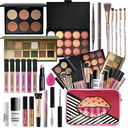POMCRAL Juegos de maquillaje, kit de maquillaje para niñas de 10 a 12 años, regalo de maquillaje para mujeres, adolescentes con paleta de sombras de