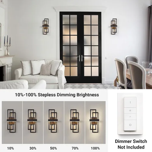 Miniatura 2 de LamQee Luces de pared modernas para exteriores de 20 pulgadas, LED integrado de 1000 lúmenes, aplique de iluminación exterior de doble rectángulo