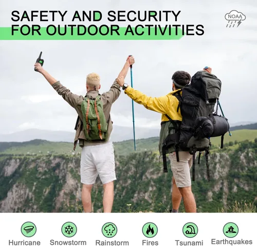Miniatura 5 de Walkie Talkies MaxTalker de largo alcance para adultos, MT10 Walkie Talkies recargables FRS de 2 vías, NOAA, batería de 1200mAh Li-ion con cable