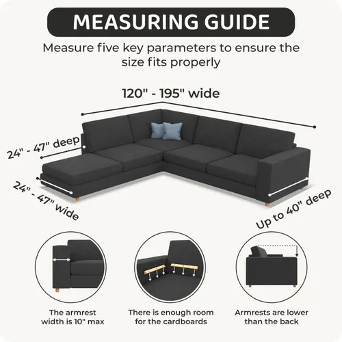 Miniatura 5 de PAULATO BY GA.I.CO. Funda de Sofá Seccional - Funda de Sofá de Esquina - Fundas de Sofá Chaise con Parachoques - Sofá Lavable con Funda para Otomana