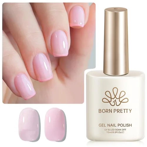 Miniatura 7 de Born Pretty Jelly Baby Pink - Esmalte de uñas de gel rosa claro, suave, transparente, neutro, translúcido, color natural, esmalte de gel UV