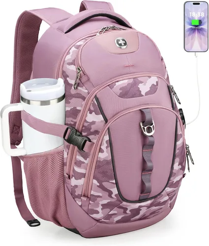 Miniatura 25 de swissdigital Mochila para portátil de viaje de negocios, para hombre y mujer, con puerto de carga USB inteligente, compatible con portátiles de 15.6