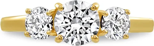 Miniatura 9 de Tienda Essentials Anillo redondo de 3 piedras de plata de ley chapada en platino o oro hecho con circonita cúbica de elementos infinitos