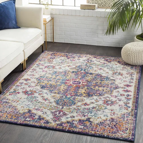 Hauteloom Okarche - Alfombra tradicional para sala de estar, dormitorio, naranja, morado, beige, estilo tradicional actualizado, 2 pies x 3 pies