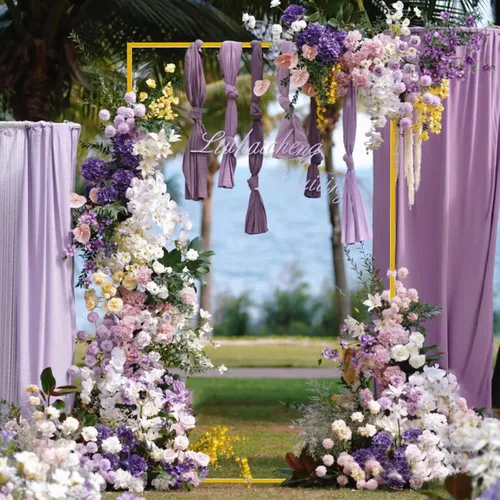 Miniatura 4 de Fondo de arco de boda de 6.6 x 4 pies, soporte cuadrado dorado para arco de globos de metal, marco rectangular para fiesta de cumpleaños, baby