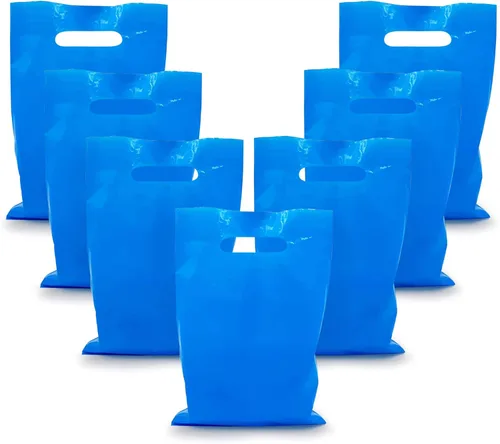 TOSPARTY 40 bolsas de regalo de plástico azul, bolsas de dulces de Pascua, bolsas troqueladas son resistentes para fiestas, bolsas de regalo de