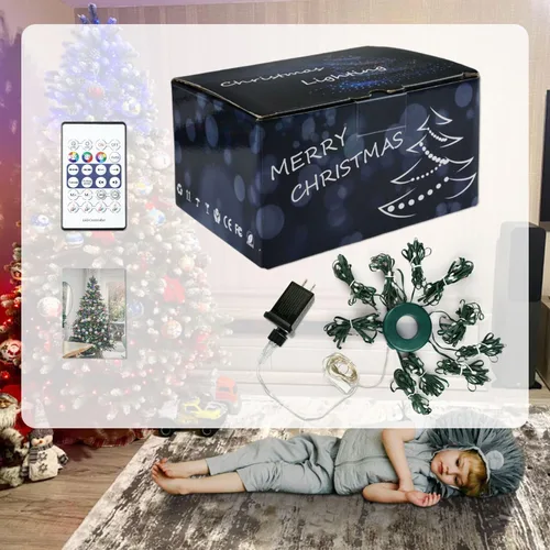 Miniatura 7 de Luces de cadena para árbol de Navidad con aplicación inteligente Ring, 200 luces LED cascada, impermeables IP65, modos múltiples con mando a
