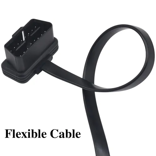 Miniatura 6 de Duttek Cable de extensión OBD2 plano delgado de 1 pie/11.8 in, 16 pines macho a hembra OBD II extensor de puerto para escáner de diagnóstico, lector