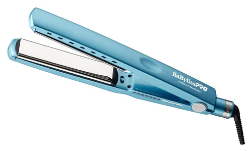BaBylissPRO Plancha de pelo iónica de titanio nano, plancha plana con diseño de placas flotantes de bloqueo opcional para controlar la tensión