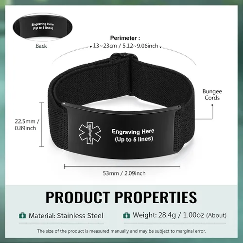 Miniatura 2 de Lam Hub Fong Brazalete de alerta médica de emergencia personalizado - Grabado gratuito, se envía al día siguiente, acero de titanio que no se