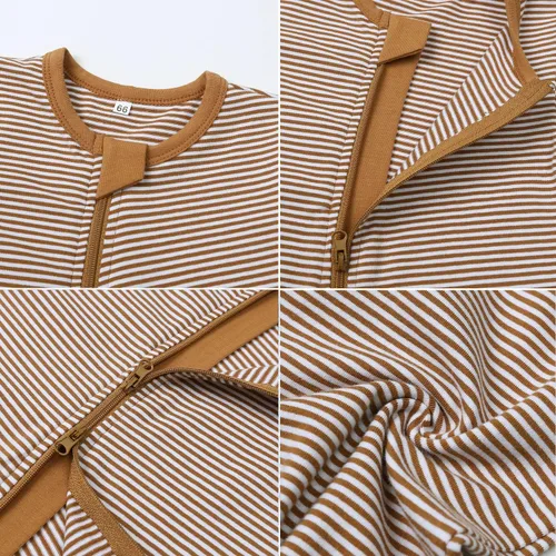 Miniatura 2 de BeiVSlley Paquete de 2 mamelucos de verano de manga corta para bebé, de algodón, con cremallera frontal, ropa para bebés y niños pequeños