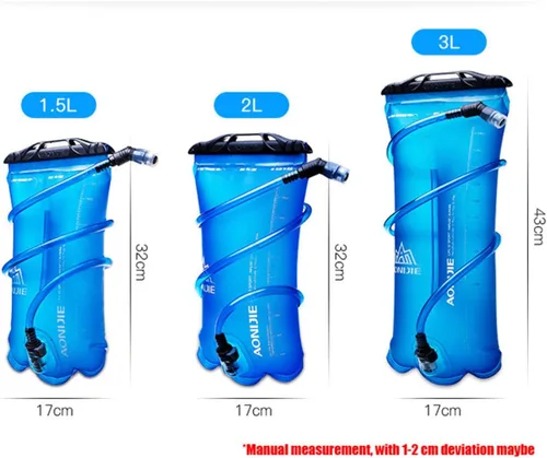 Miniatura 2 de AONIJIE Bolsa de agua plegable de hidratación a prueba de fugas, depósito de agua para senderismo al aire libre, mochilero, correr, ciclismo 1.5L-TPU